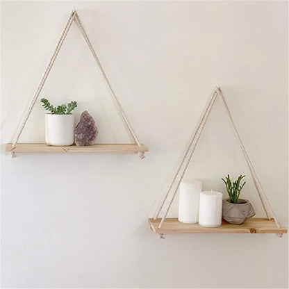Floating Wooden Rope Shelf